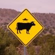 A UFO sign alongside the road in the southwestern US