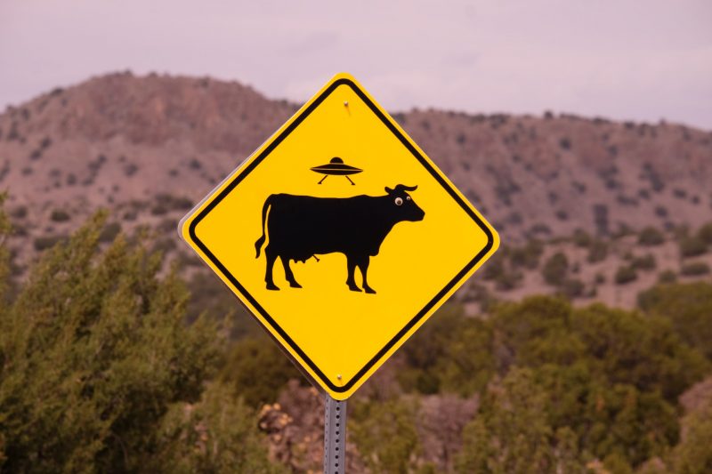 A UFO sign alongside the road in the southwestern US