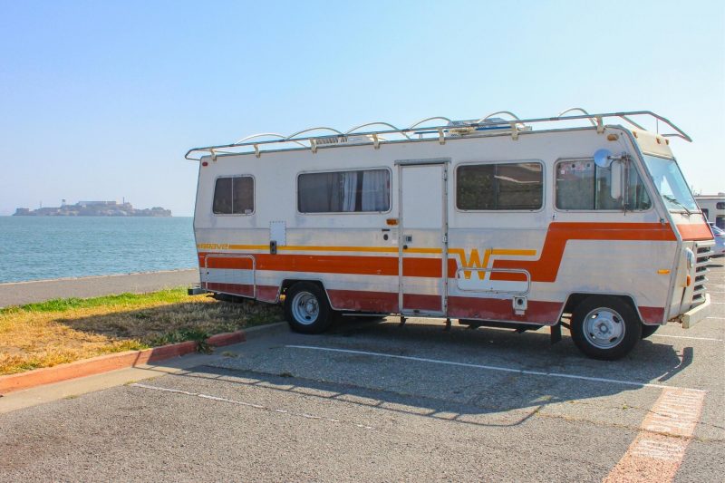 A vintage Winnebago motorhome RV.