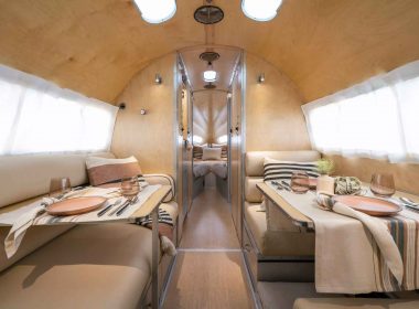 Interior of the Bowlus Voleterra luxury travel trailer