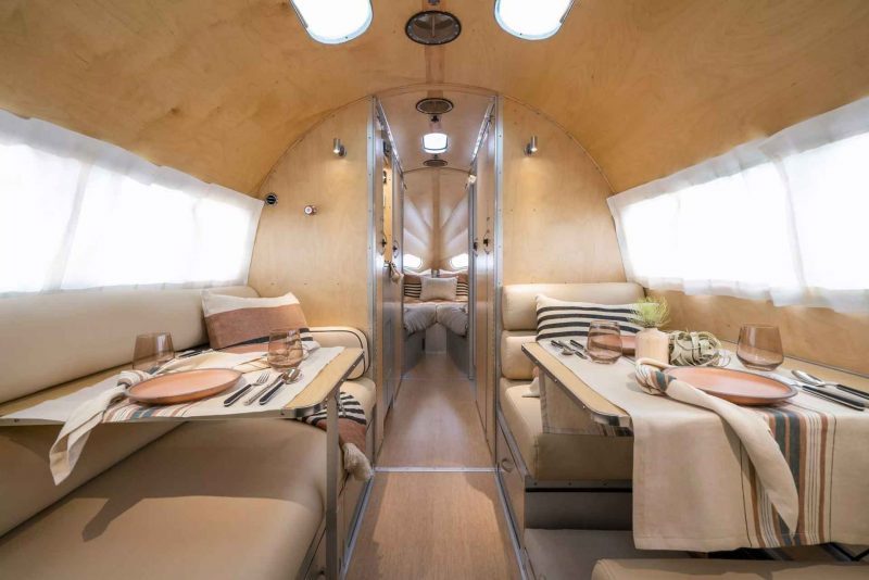 Interior of the Bowlus Voleterra luxury travel trailer