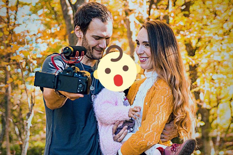 A family of three vlogs with their baby.
