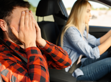 Woman driving on the Highway to Hell