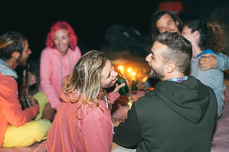 Friends camping together