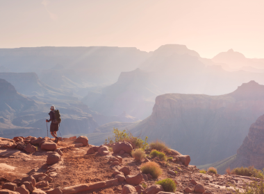 Person hiking in the Grand Canyon
