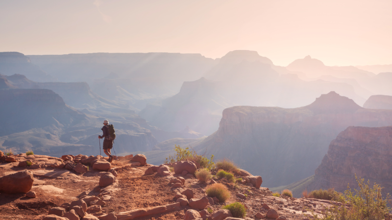 Person hiking in the Grand Canyon