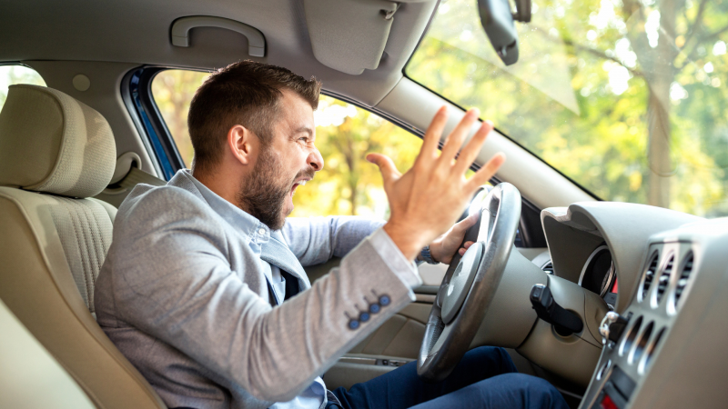 Man yelling while driving