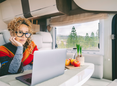 Digital nomad working in RV