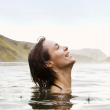 Woman in hot springs