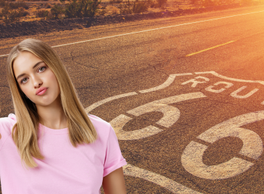 Woman thumbs down on Route 66