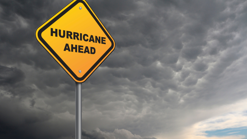 Hurricane ahead warning sign