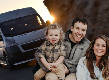 Less Junk More Journeys family photo with RV in background