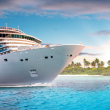 Cruise ship on clear blue water