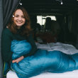 woman camping in car