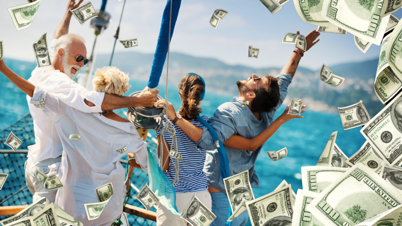 Throwing money while sailing