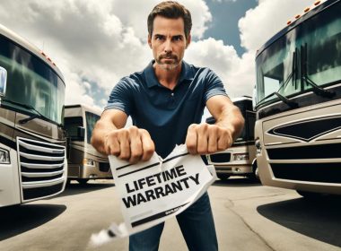 ai image of man ripping lifetime warranty in half