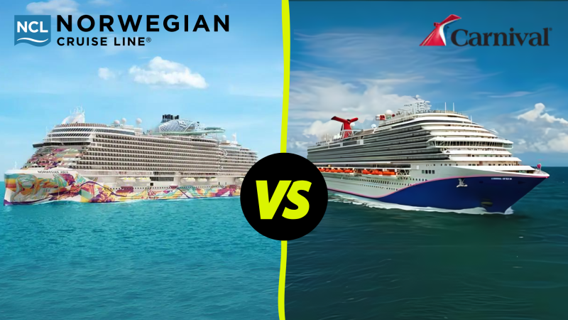 Norwegian vs Carnival with Norwegian on the left and Carnival on the right.