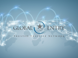 Global entry logo overlaid a global map connected by arches of light.