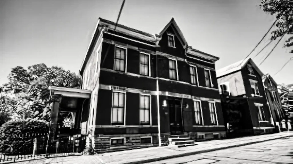 The Sedamsville Rectory in Cincinnati, Ohio, is a part of the Ghost City Tour. It's a black and white photo of the building.